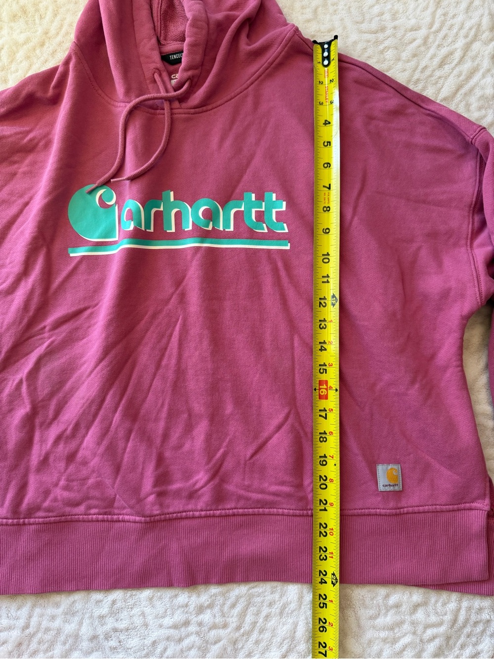 Women's TENCEL™ Fiber Series Loose Fit Graphic Hooded Sweatshirt Pink XL - Picture 7 of 12